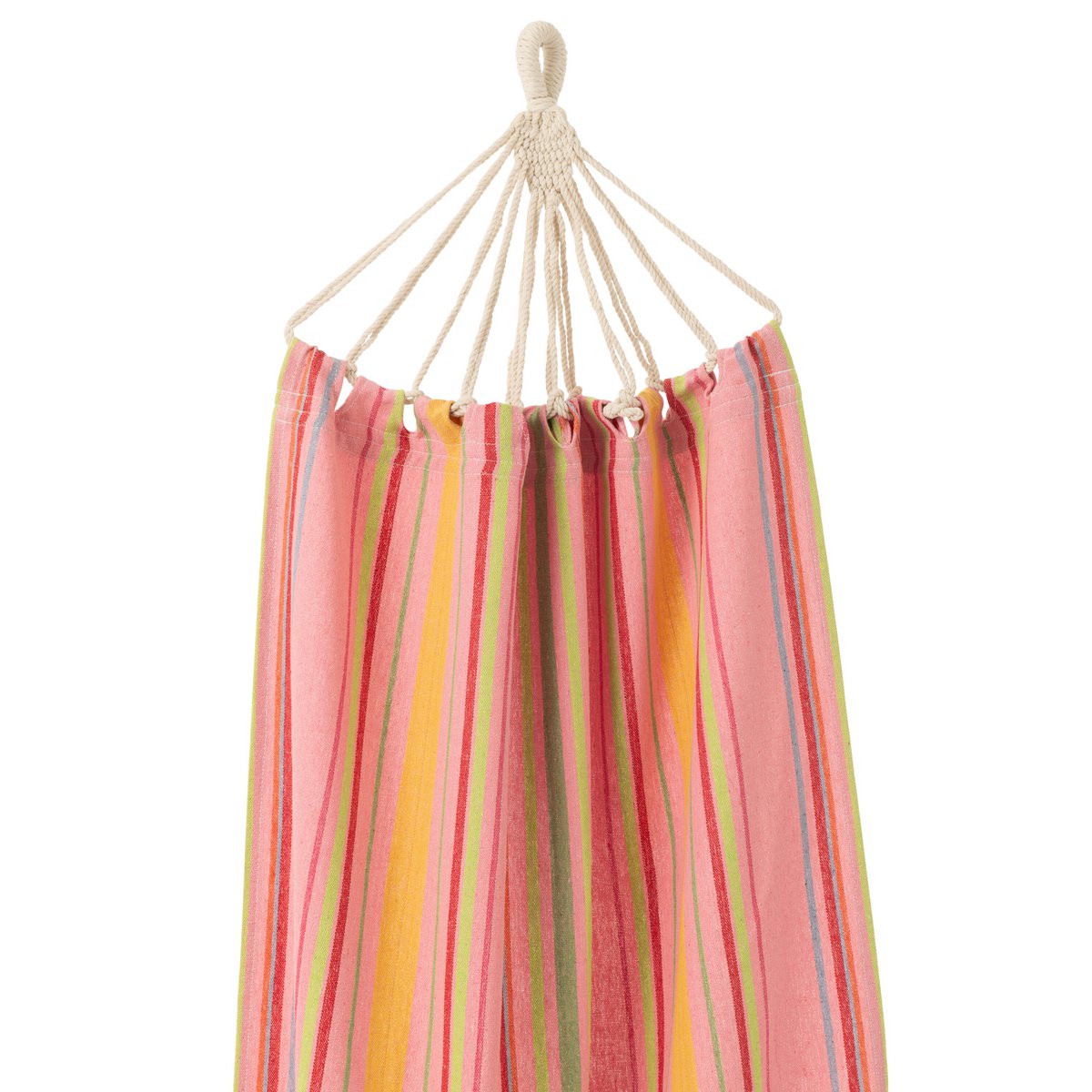 J-Line hangmat buiten katoen roze multi gestreept 200 cm, detail van het touw
