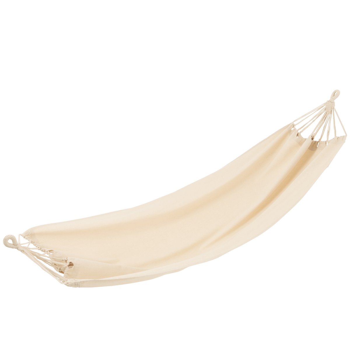 J-Line hangmat katoen beige 200 cm, uitgevouwen