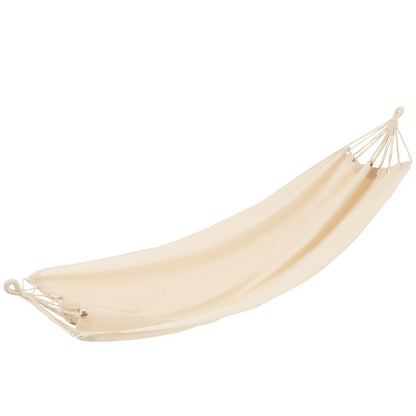 J-Line hangmat katoen beige 200 cm, uitgevouwen
