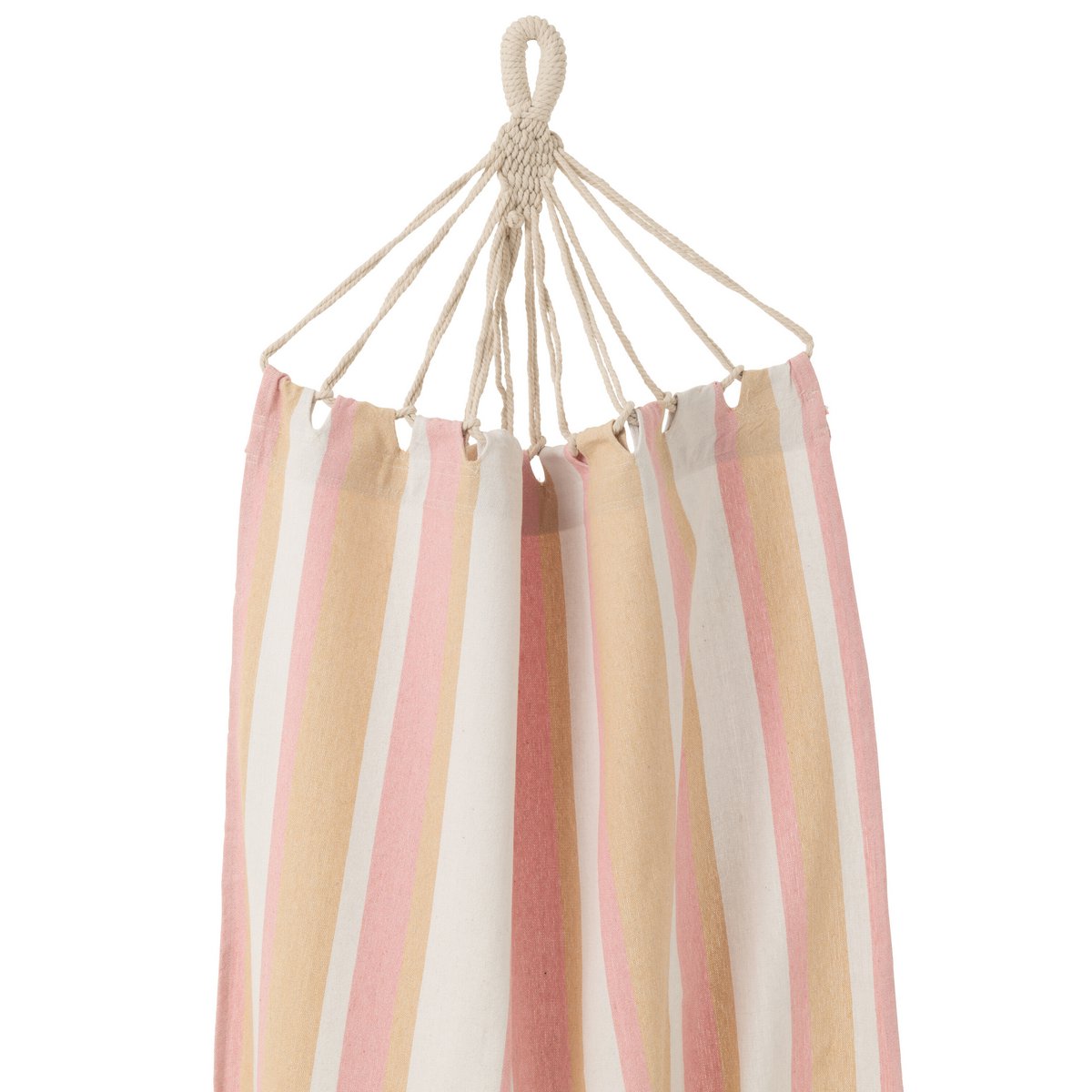  J-Line hangmat katoen beige gestreept 200 cm, detail van het touw