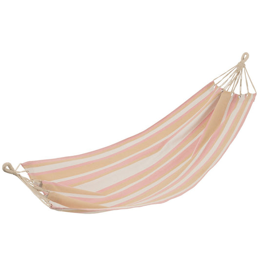 J-Line hangmat katoen beige gestreept 200 cm, uitgevouwen