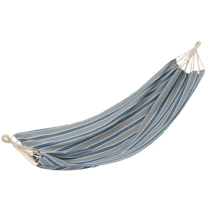 J-Line hangmat katoen blauw gestreept 200 cm, uitgevouwen