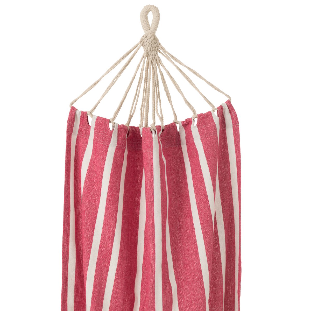  J-Line hangmat katoen roze gestreept 200 cm, detail van het touw
