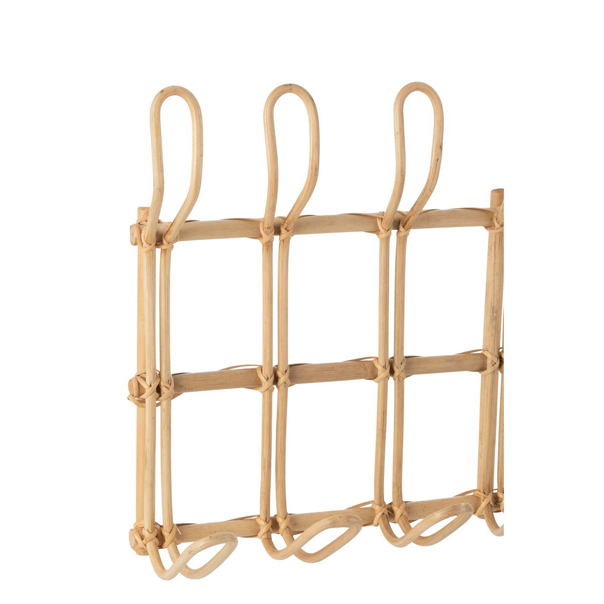J-Line kapstok hout wand met 6 haken Ellen op wit achtergrond van dichtbij