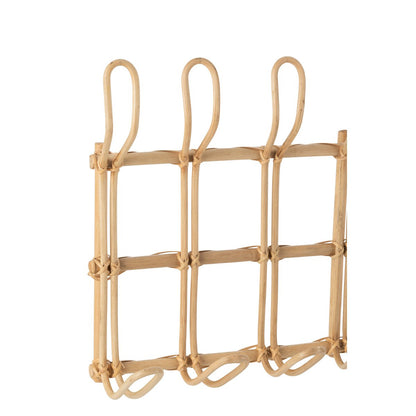 J-Line kapstok hout wand met 6 haken Ellen op wit achtergrond van dichtbij