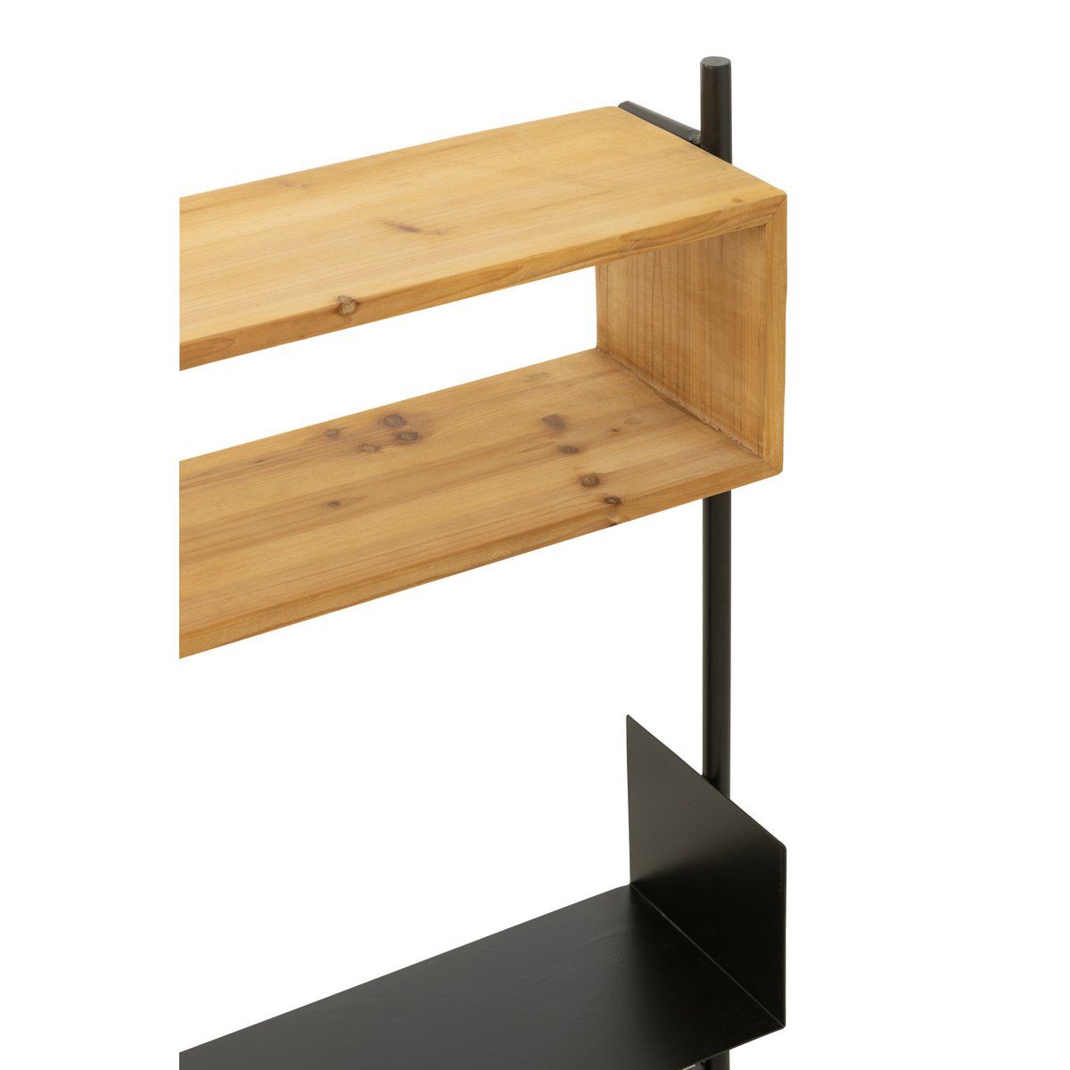 J-Line kapstok hout wand met spiegel Tina. Detail van het hout en metaal.