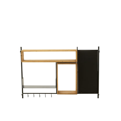 J-Line kapstok hout wand met spiegel Tina vanaf de achterkant, op wit achtergrond.