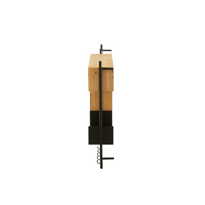 J-Line kapstok hout wand met spiegel Tina vanaf de andere zijkant, op wit achtergrond. De breedte is mooi zichtbaar.