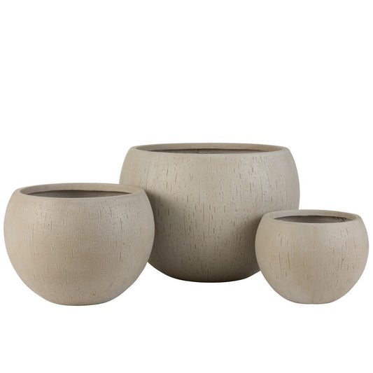 J-Line keramieke bloempot beige set van 3