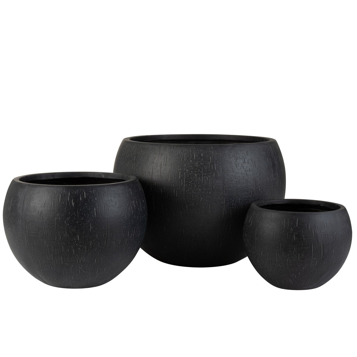 J-Line keramieke bloempot zwart set van 3