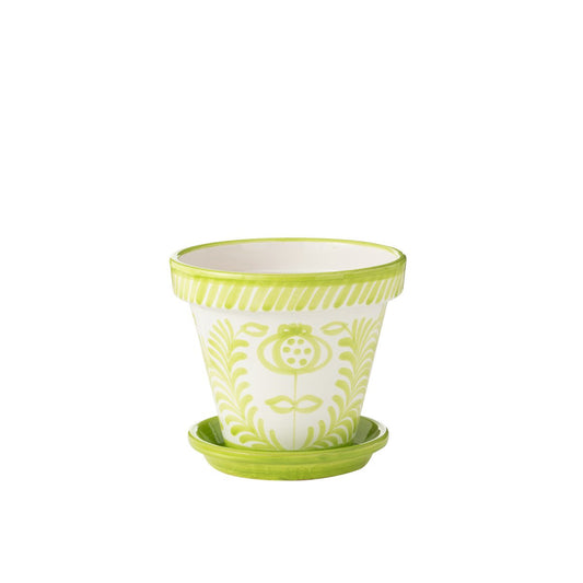 J-Line keramieken bloempot groen 35 cm Granada op wit achtergrond