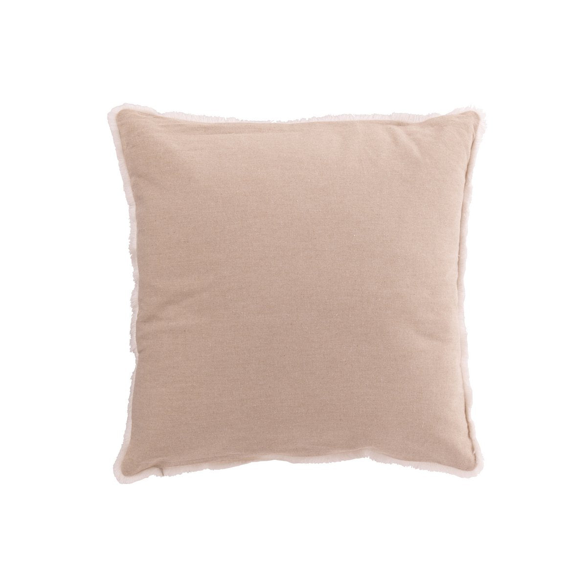 J-Line kerstkussen beige en wit met kwasten, beige achterkant