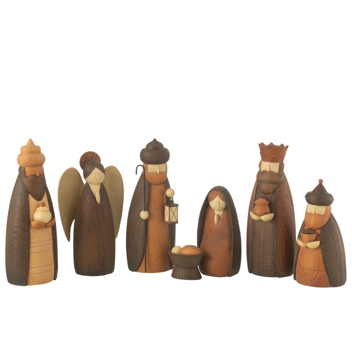 J-Line kerststal figuren bruin 7-delig