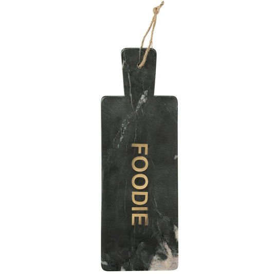 J-Line marmeren borrelplank in zwart goud 48 cm Foodie van voren