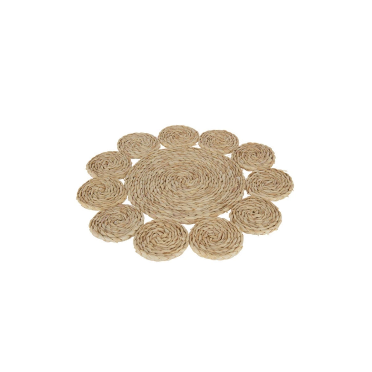 J-Line placemats jute bloem set van 2