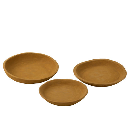 J-Line schalen papier-maché geel set van 3