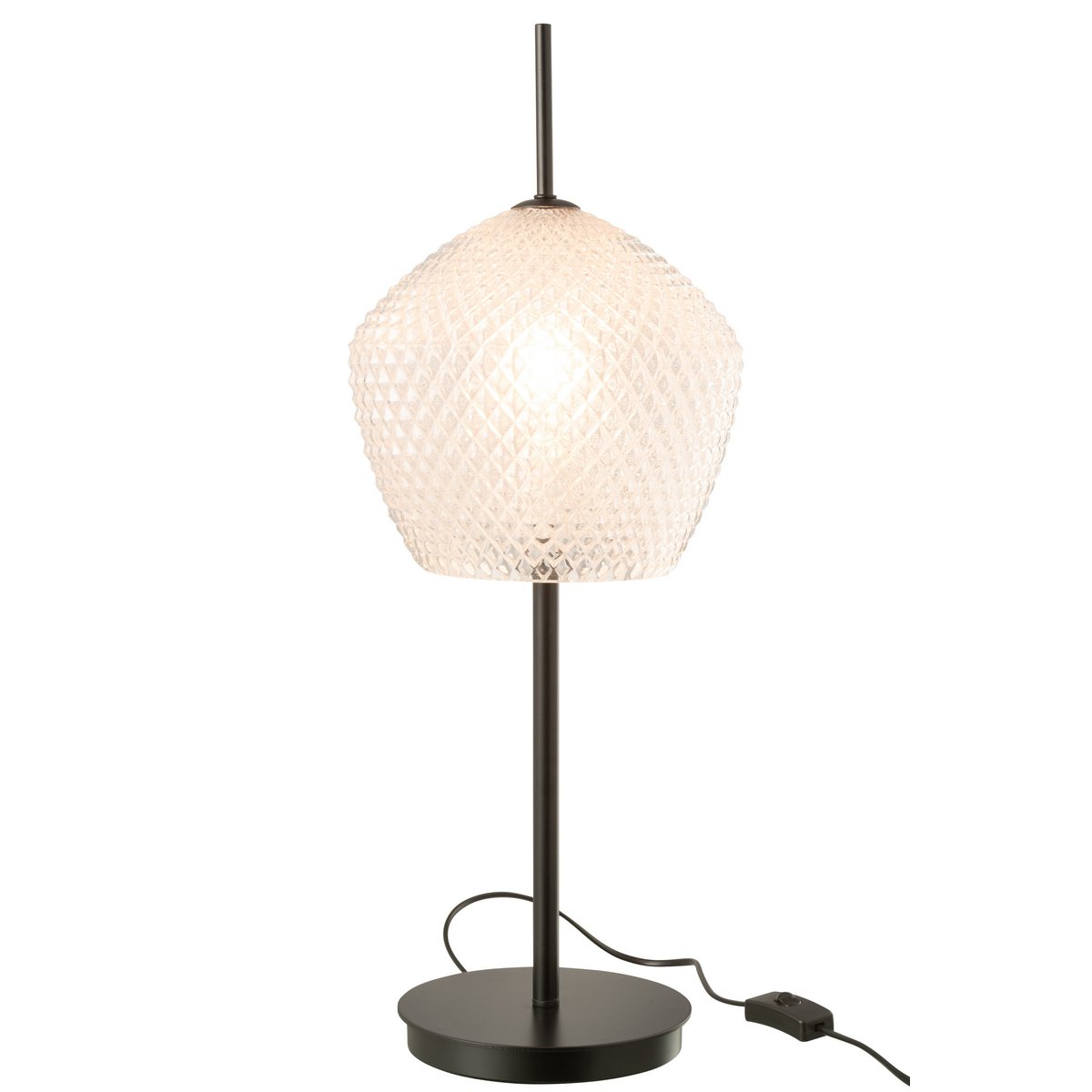 J-Line tafellamp glas wit 60 cm aan