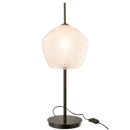 J-Line tafellamp glas wit 60 cm aan