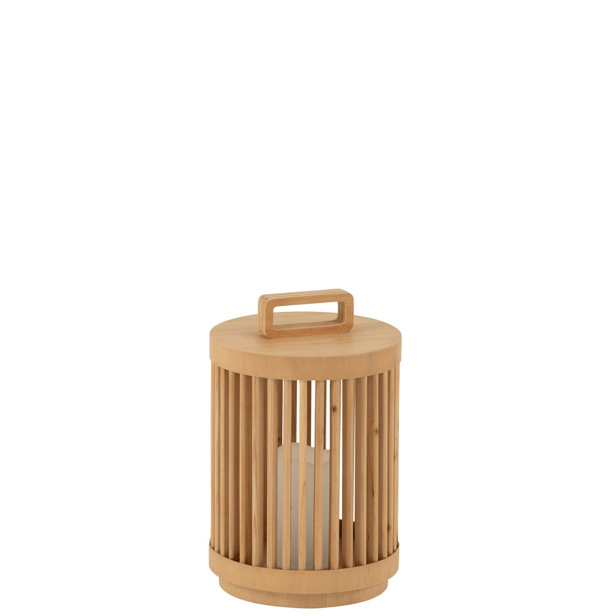 J-Line tafellamp hout cilinder naturel LED 32 cm uit