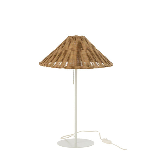 J-Line tafellamp metaal en rotan wit naturel 50 cm