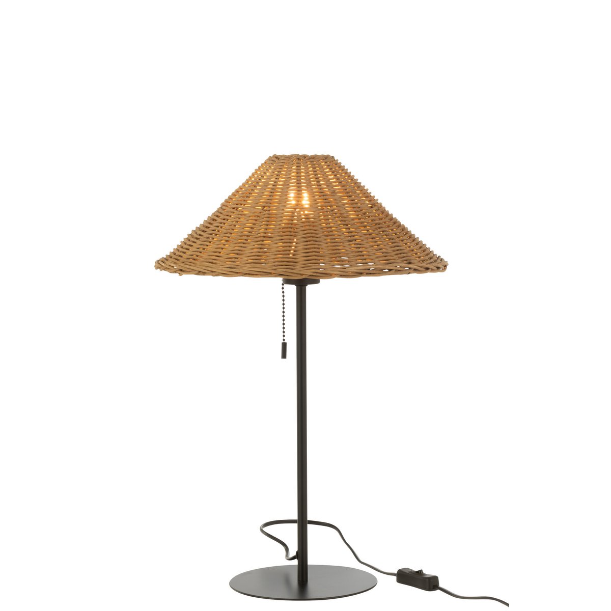 J-Line tafellamp rotan met zwarte voet