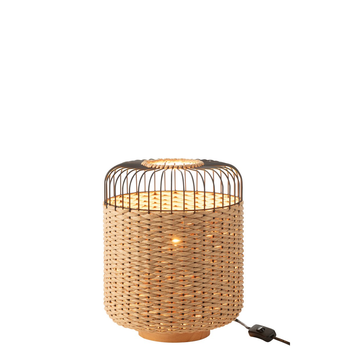 J-Line tafellamp rotan naturel metaal 34,5 cm aan