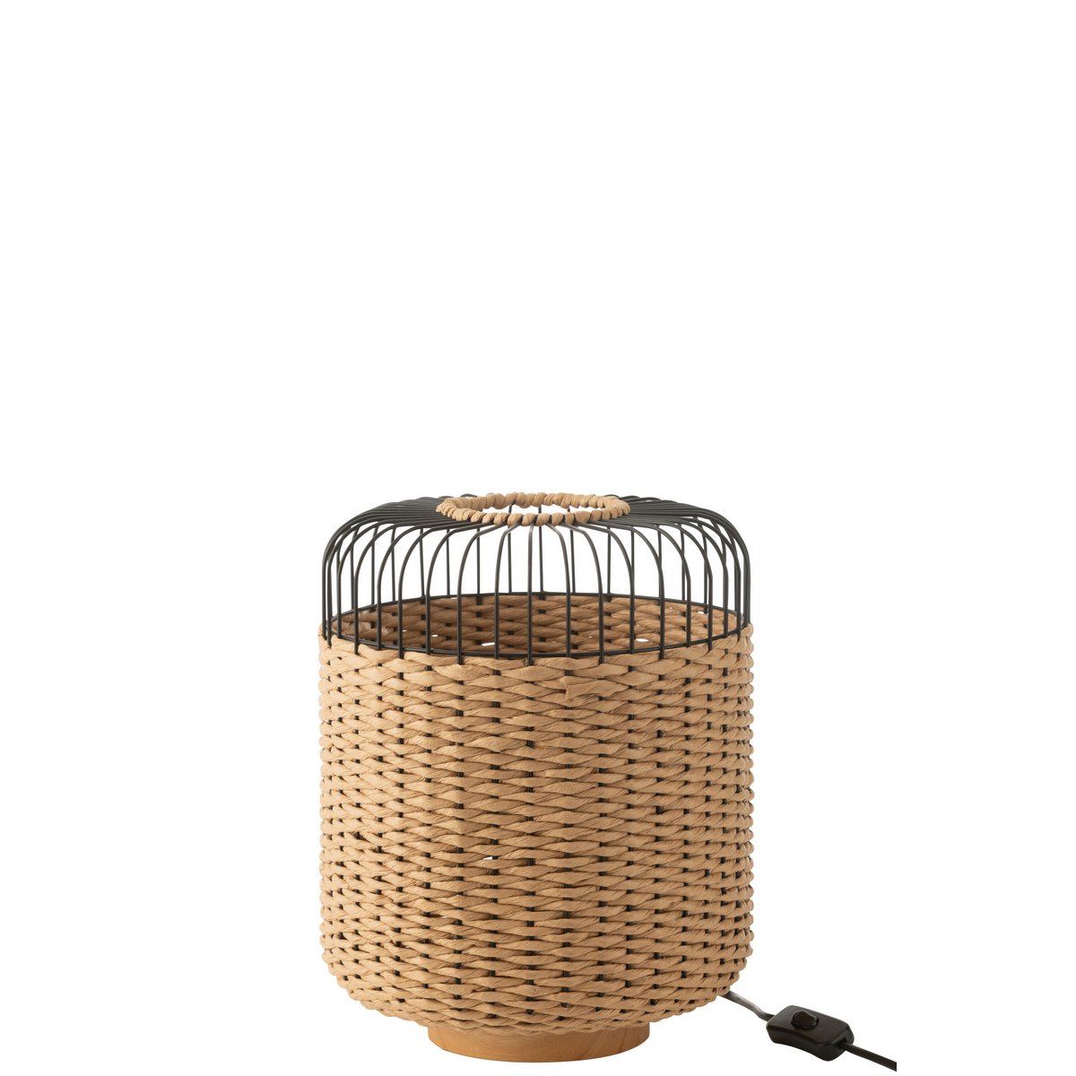 J-Line tafellamp rotan naturel metaal 34,5 cm uit