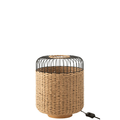 J-Line tafellamp rotan naturel metaal 34,5 cm uit