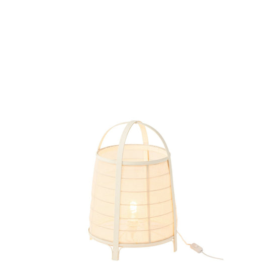J-Line tafellamp wit bamboe katoen 52,5 cm Rya aan