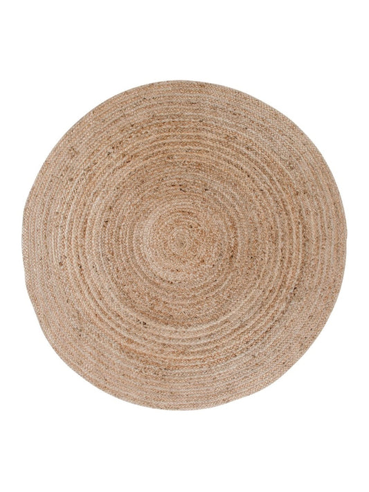 Jute ronde vloerkleed Bombay op een wit achtergrond, perfect voor een boho interieur