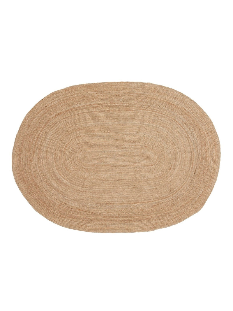 Ovaal naturel jute vloerkleed Bombay op witte achtergrond