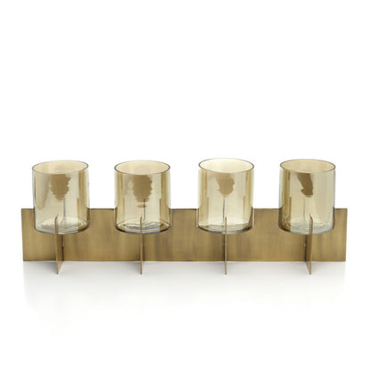 Kaarsenhouder goud messing glas 4 kaarsen 53 cm Quarta vanaf de zijkant