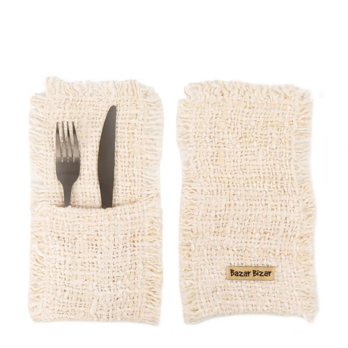 Set van twee bestekhouders met bestek erin gestyled