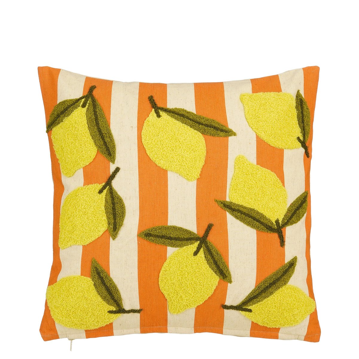 Katoenen sierkussen oranje met citroenenprint 45x45 cm