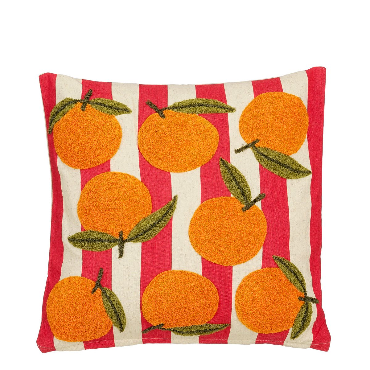 Katoenen sierkussen rood met sinaasappelprint 45x45 cm