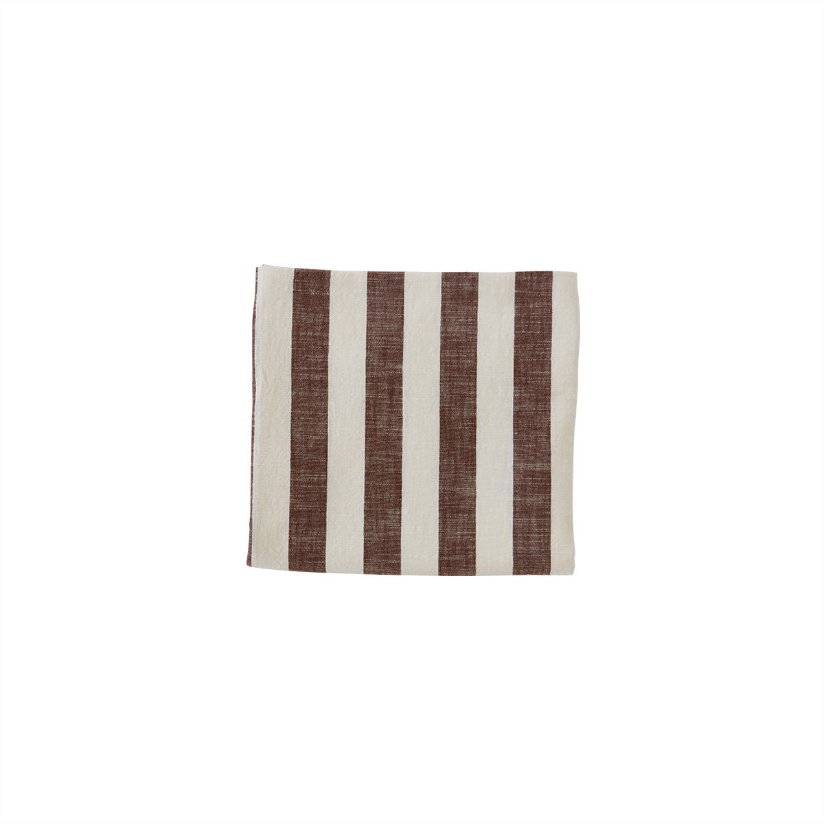 Katoenen tafelkleed bruin gestreept 200x140 cm opgevouwen