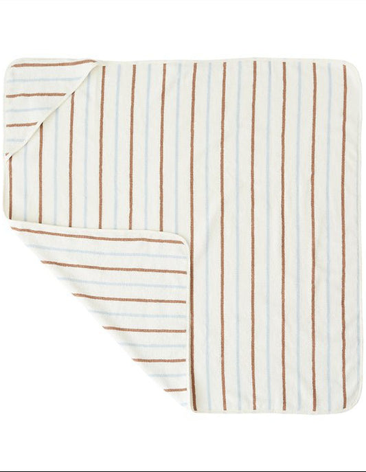 Katoenen zandkleurig gestreepte handdoek met capuchon