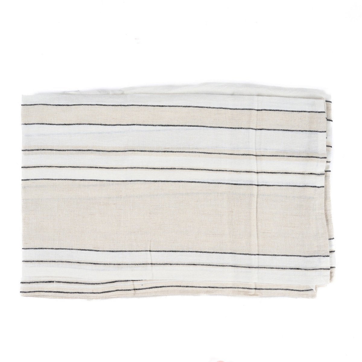 Linnen tafelkleed beige zwart wit 150x300 cm Provence opgevouwen van boven