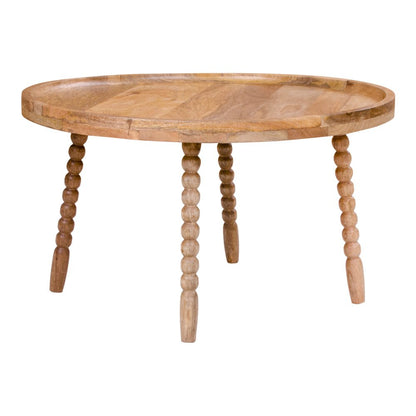 Jammu salontafel rond mangohout vanuit schuine hoek