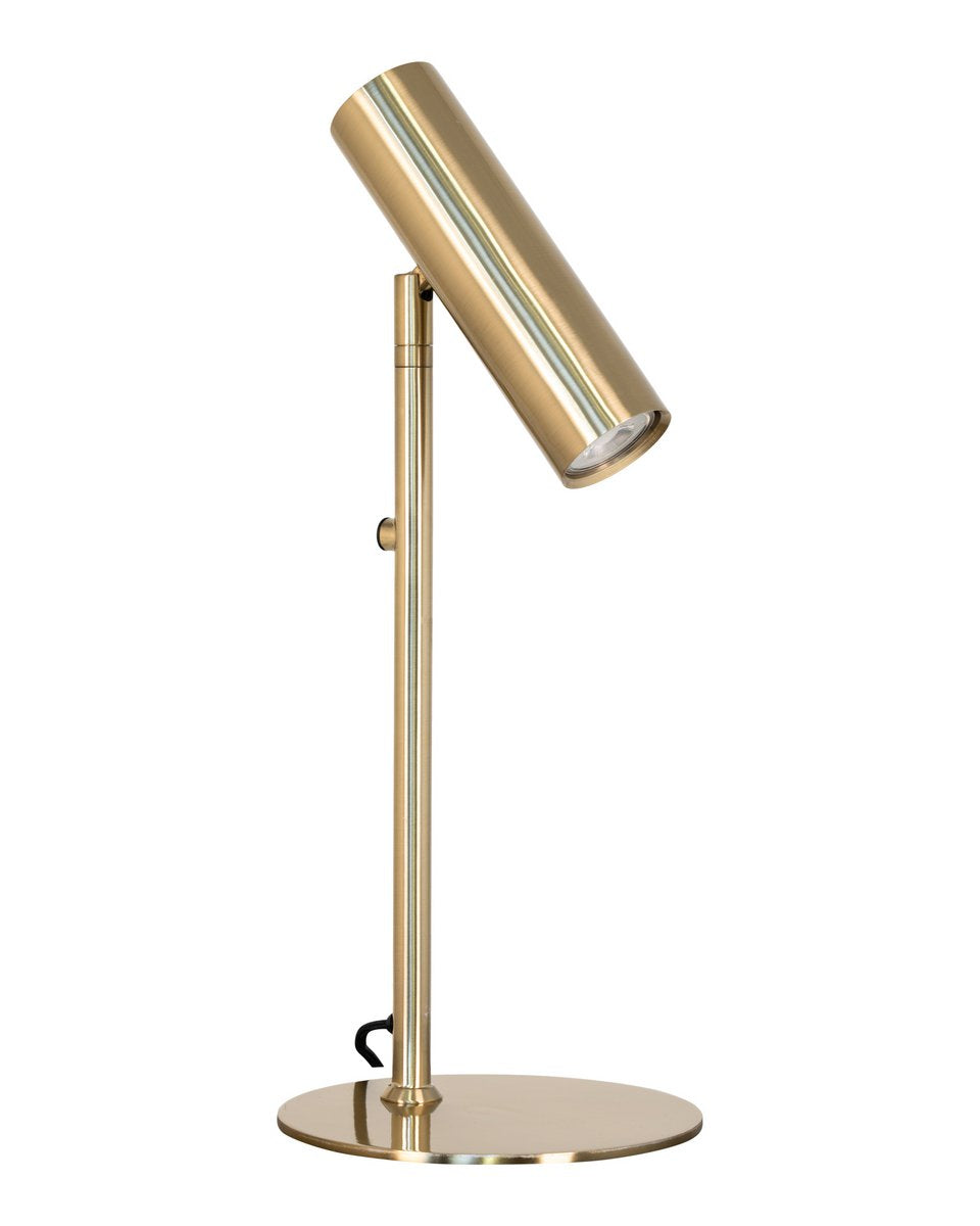 Messingkleurige Paris Tafellamp met verstelbare kap, staand op ronde voet tegen witte achtergrond.