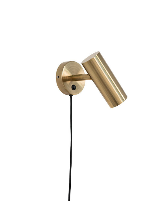 Wandlamp Paris in messing met verstelbare kop tegen witte achtergrond