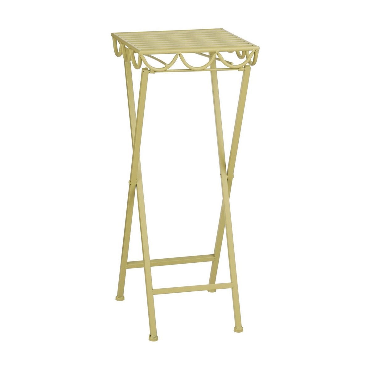 Metalen plantenstandaard lichtgroen 68 cm Rosalie schuin van voren