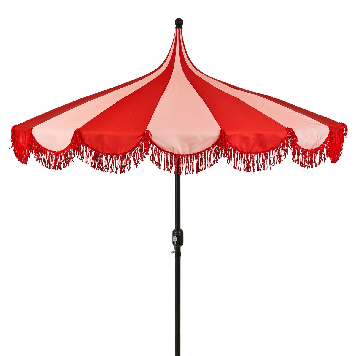 Parasol rood gestreept met franjes 235 cm Kim