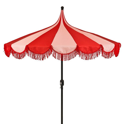 Parasol rood gestreept met franjes 235 cm Kim