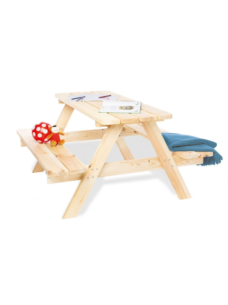 Houten beige Picknickbank Nicki for 4 Maxi op wit achtergrond