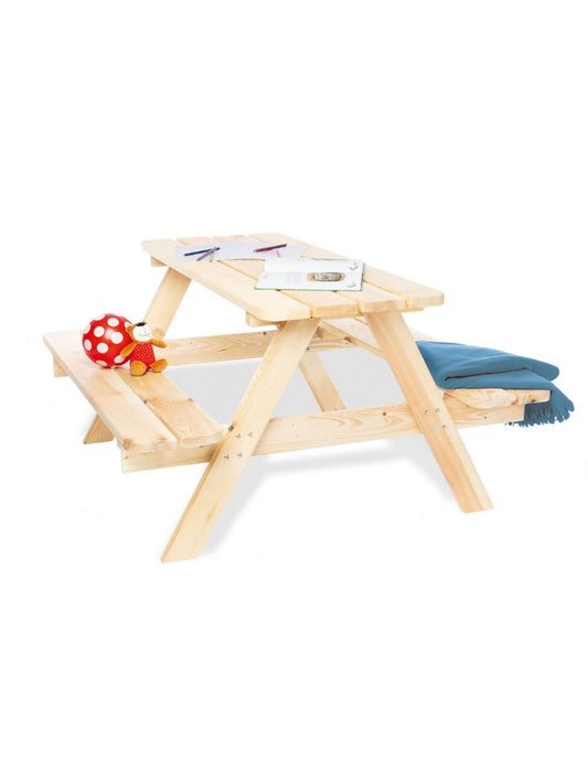 Houten beige Picknickbank Nicki for 4 Maxi op wit achtergrond
