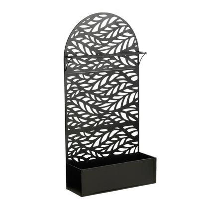 Plantenbak met klimrek zwart metaal 180 cm Sapri met bladeren motief