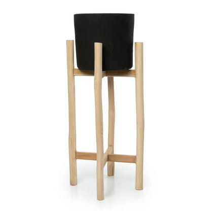 Plantenstandaard in teakhout en terracotta