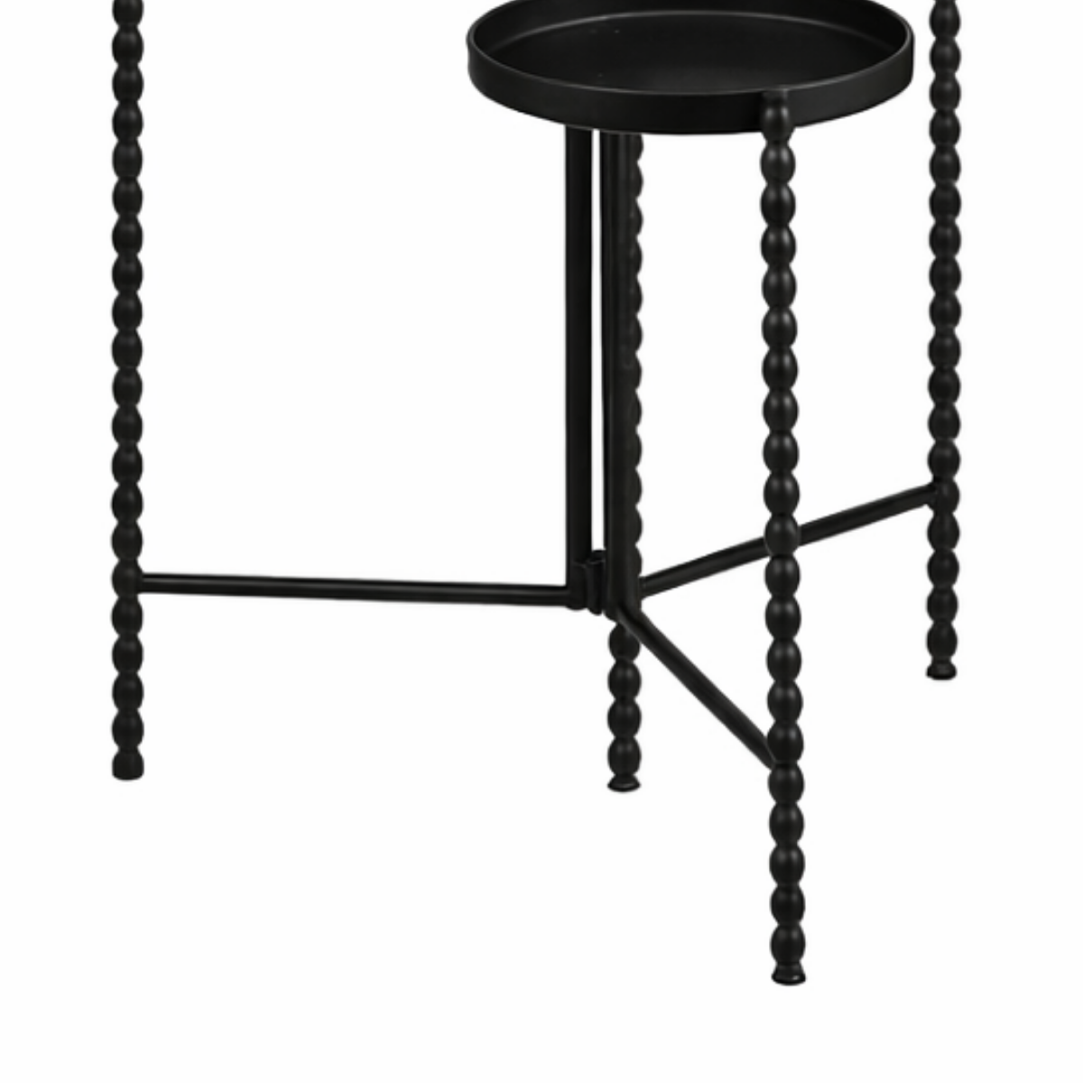 Plantenstandaard zwart metaal hoog 70 cm Salvo. De details van de bubbel poten zijn duidelijk