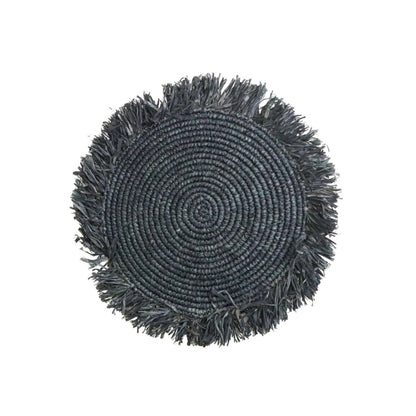 Raffia placemat zwart rond 35 cm Ambon